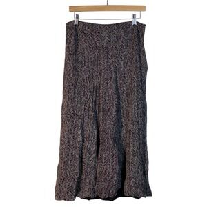 Jones New York Chevron Zigzag 100% Silk Midi Skirt Burgundy Black Size 10